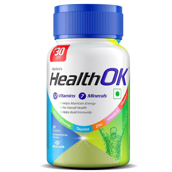 Health OK Multivitamin Tablets For Daily Energy, Vitamin D, C & Overall Health - Distacart