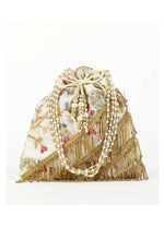 Thumbnail for Joban Fashion Embroidered Potli Clutch With Pearl Strap - Multicolor