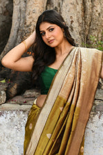 Thumbnail for Joban Fashion Olive Green Pure Katan Pure Handloom Banarasi Silk Saree