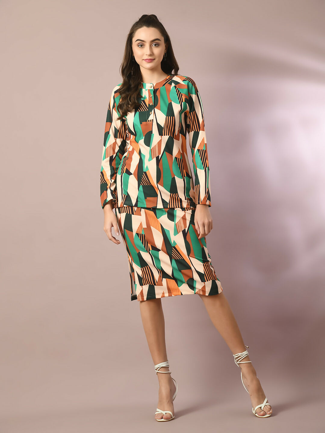 Myshka Women's Multi Printed Knee Length Party Embellished Skirts - Distacart