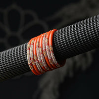 Thumbnail for Afast Elegant Bridal & Wedding Party Fashion Bangle/Kada Set, Orange, Glass, Pack Of 8 Model No- A29 - Distacart