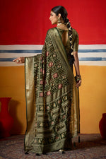 Thumbnail for Joban Fashion Green Dull Moss Brasso Saree