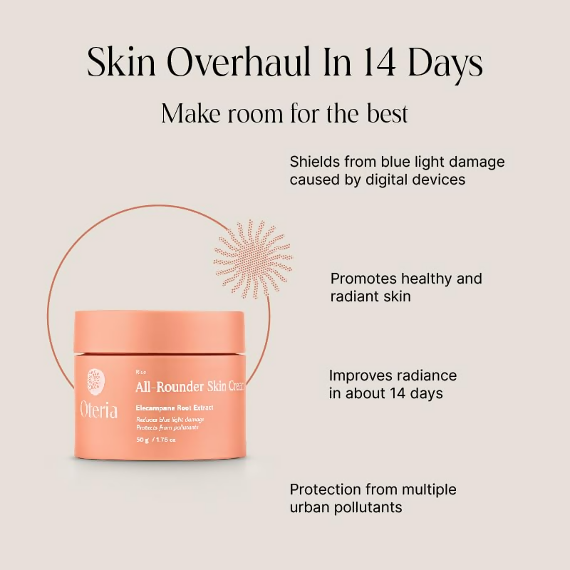 Oteria All Rounder Skin Face Cream - Enriched with Elecampane Root Extract For Anti Pollution Cream and Ultimate Moisturize - Distacart