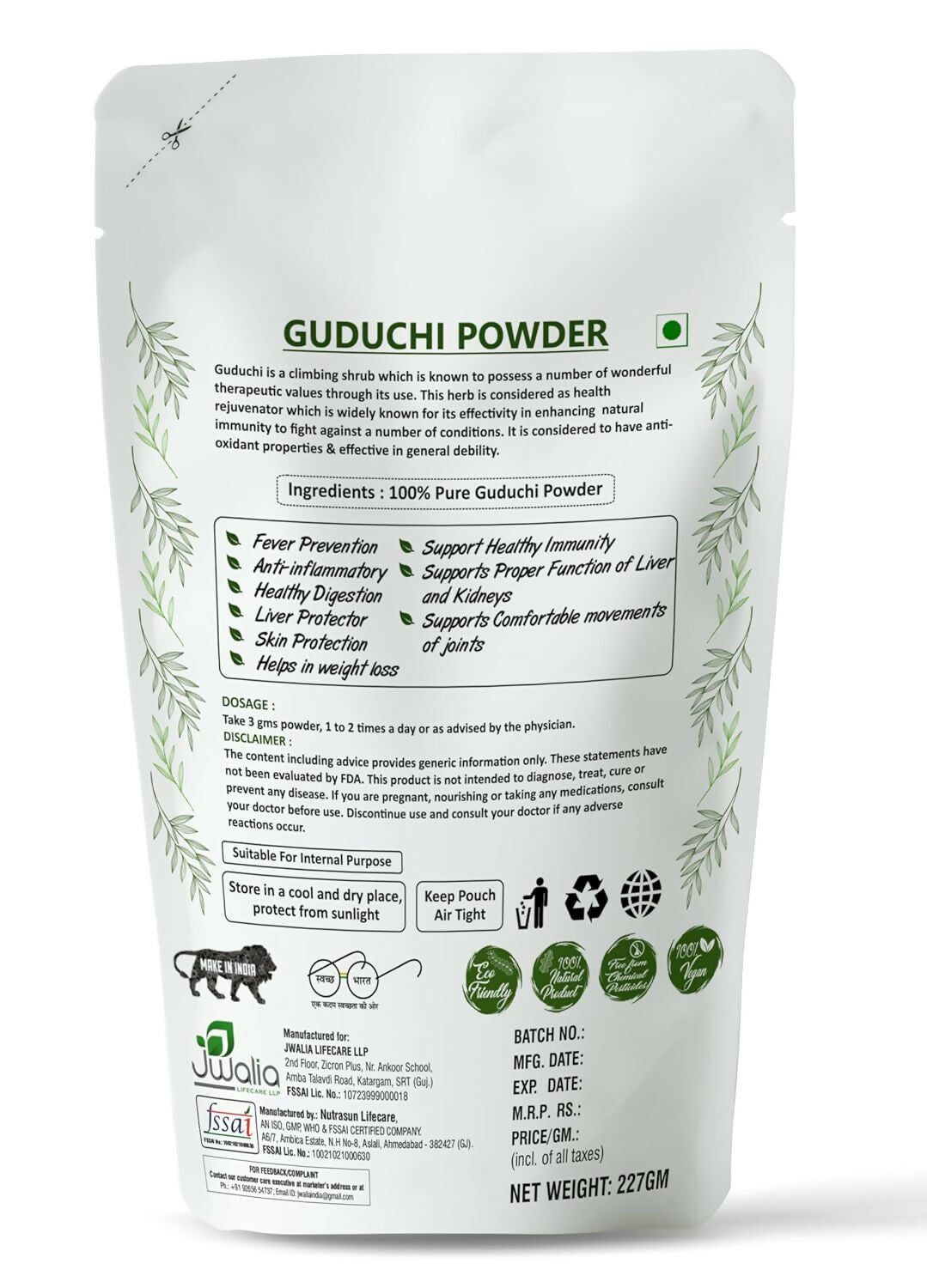 Myherb Natural Organic Guduchi Powder/Giloy Powder - Distacart