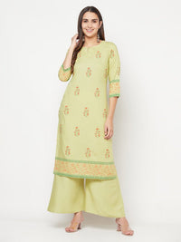 Thumbnail for Aniyah Rayon Flared Slip-On Pista Color Palazzo