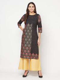 Thumbnail for Aniyah Black Color Cotton Block Print Straight Kurta