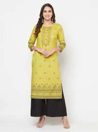 Thumbnail for Aniyah Rayon Digital Screen Print Parrot Green Straight Kurta