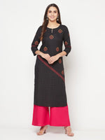Thumbnail for Aniyah Rayon Block Print Straight Kurta - Black