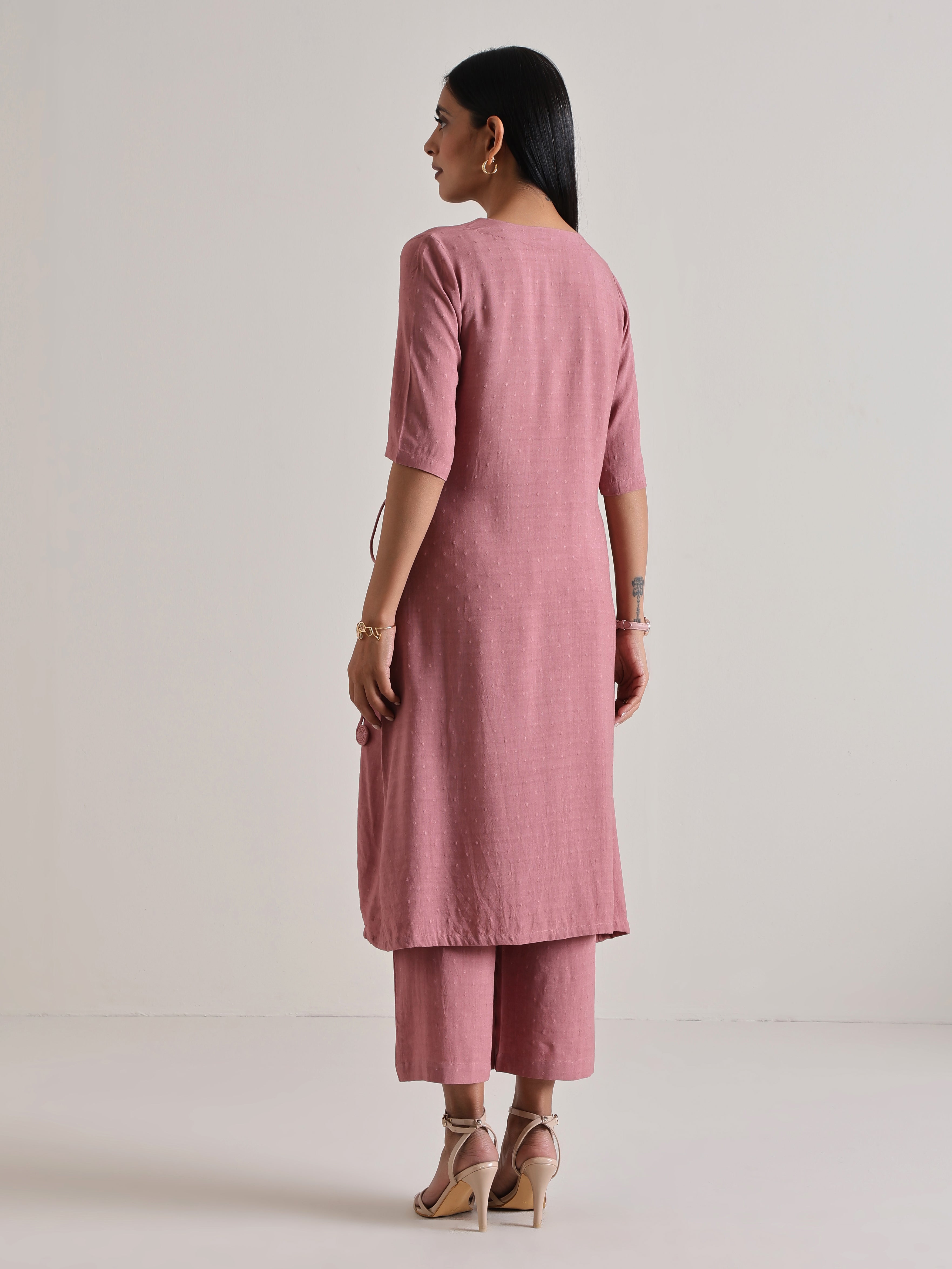 trueBrowns Mauve Angrakha Kurta Set - Distacart