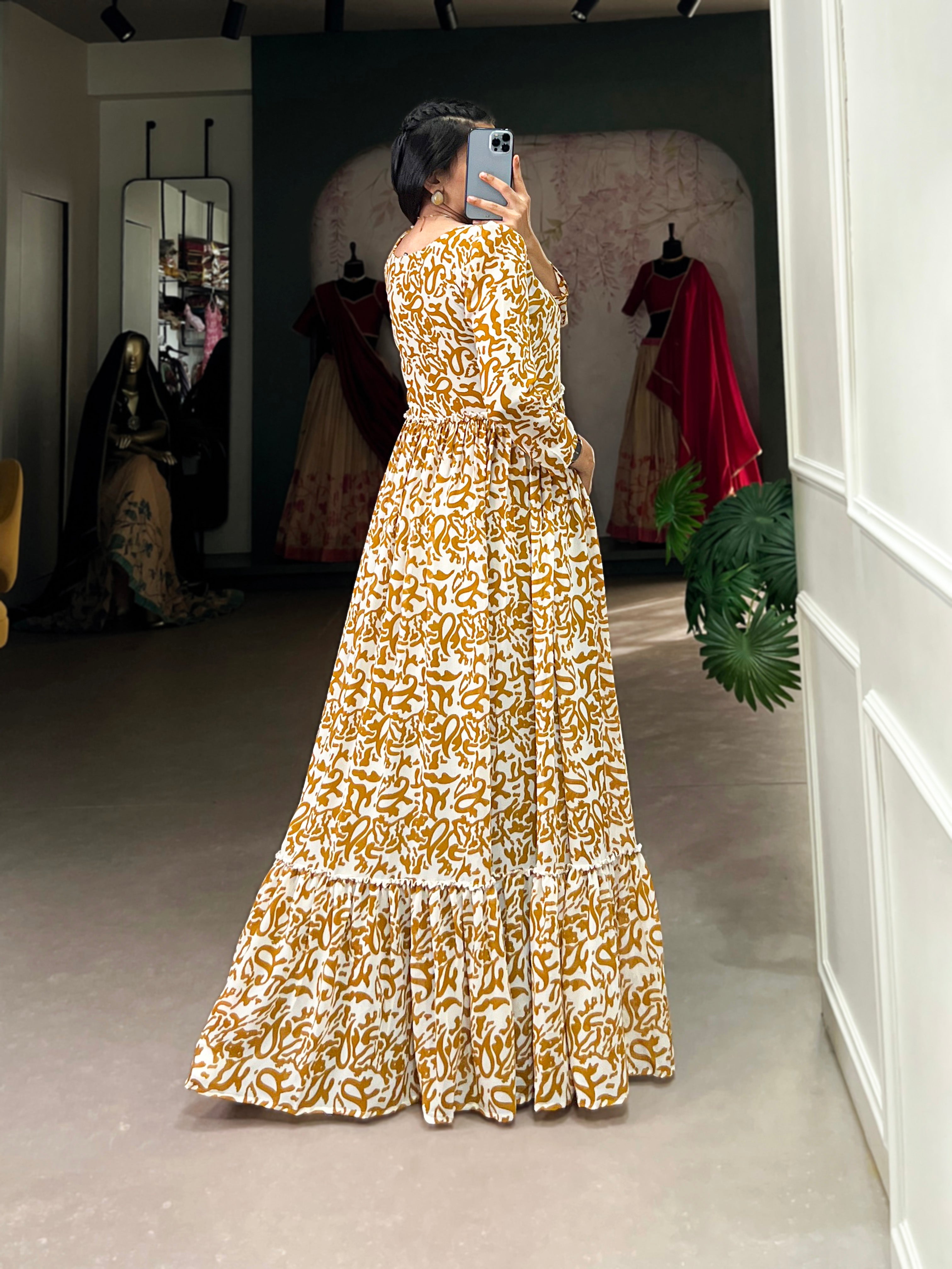 Lorenvalley Mustad Georgette Printed Gown - Distacart