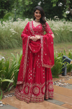 Thumbnail for Vedant Vastram Heavy Sequins & Thread Embroidered Work Rangoli Silk Lehenga Choli With Blouse & Dupatta - Pink - Distacart