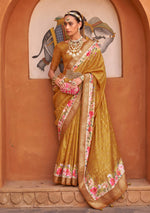 Thumbnail for Monjolika Fashion Amber Color Digitally Printed Weaving Silk Saree With Blouse