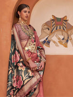 Thumbnail for Monjolika Fashion Rust Color Digitally Printed Weaving Silk Saree With Blouse