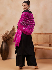 Thumbnail for Anouk Floral Embroidered Regular Thread Work Pure Silk Kurta with Palazzos & Dupatta