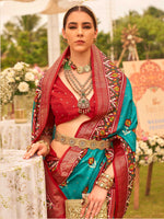 Thumbnail for Monjolika Fashion Blue Colour Sigma Silk Patola Printed Saree With Blouse