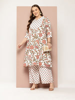 Thumbnail for Sztori Plus Size Floral Printed Regular Gotta Patti Kurta with Palazzos - Distacart