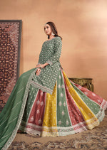 Thumbnail for Monjolika Fashion Embroidered Chinon Silk Ethnic Lehenga In Green