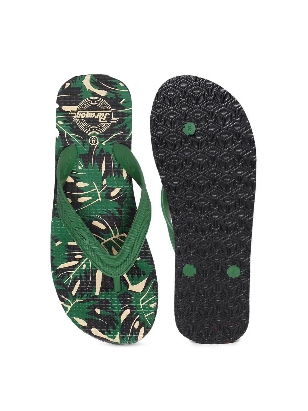 Paragon Men Green Printed Rubber Slippers