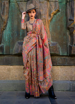 Thumbnail for Monjolika Fashion Chikoo Color Kashmiri Organza Pashmina Silk Saree With Blouse