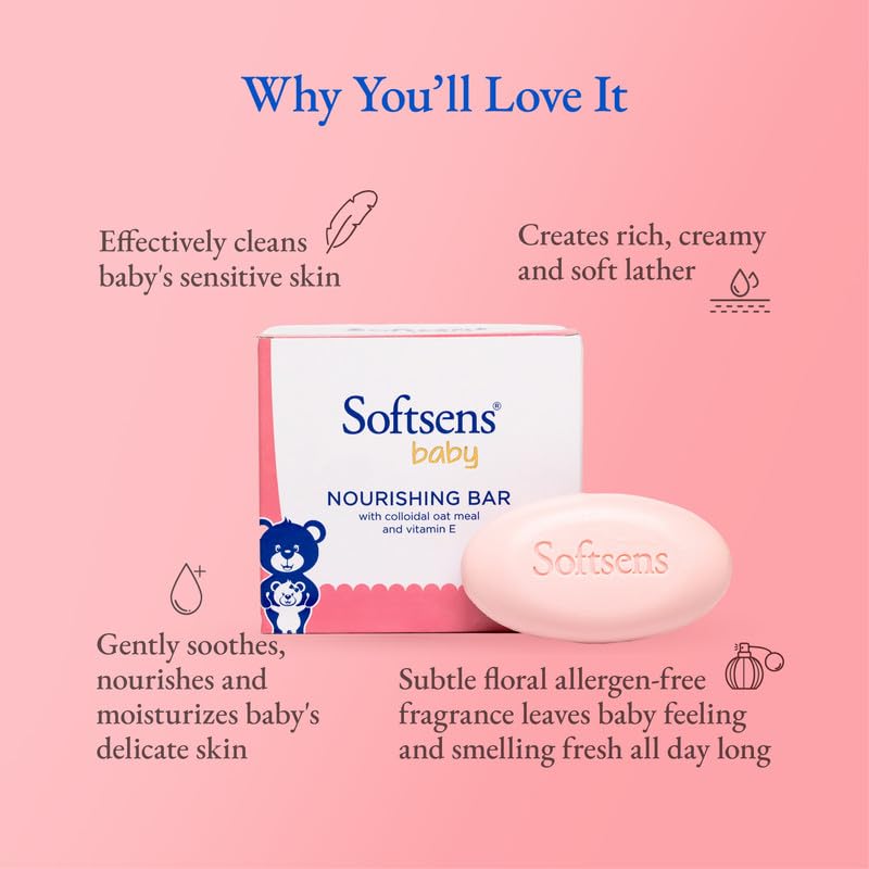 Softsens Baby Nourishing Soap Bar Enriched with Colloidal Oatmeal, Shea Butter & Vitamin E - Distacart