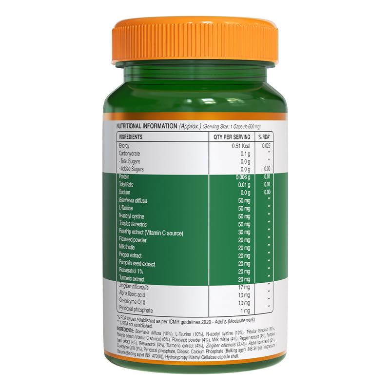 Pure Nutrition Kidney Detox with Turmeric & Vitamin C Veg Capsules - Distacart