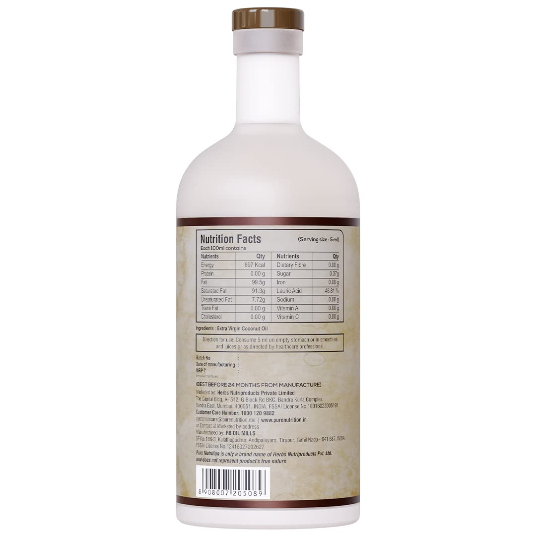 Pure Nutrition Cold Pressed Raw Virgin Coconut Oil - Distacart