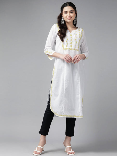 ADA Floral Embroidered Chikankari Kurta - Distacart