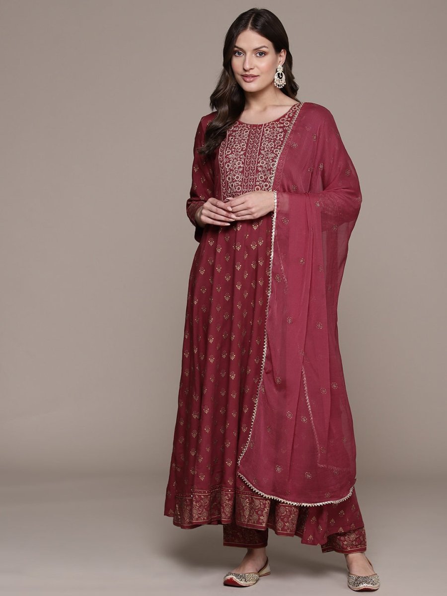 Anubhutee Women Floral Yoke Design Regular Gotta Patti Kurta with Trousers & With Dupatta - Distacart