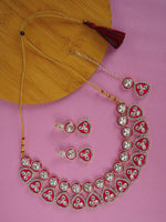 Thumbnail for Divisha Alloy Gold-plated Pink Meena Western Jewellery Set