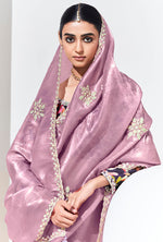 Thumbnail for Monjolika Fashion Onion Pink Embroidered Sequence Work Saree For Festival