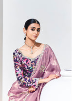 Thumbnail for Monjolika Fashion Onion Pink Embroidered Sequence Work Saree For Festival