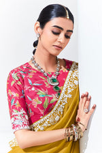 Thumbnail for Monjolika Fashion Mustard Embroidered Sequence Work Saree For Festival