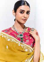 Thumbnail for Monjolika Fashion Mustard Embroidered Sequence Work Saree For Festival