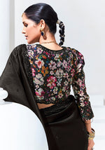 Thumbnail for Monjolika Fashion Black Embroidered Sequence Work Saree For Festival