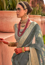 Thumbnail for Monjolika Fashion Organza Printed Sea Green Contemporary Saree