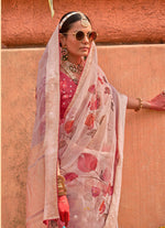 Thumbnail for Monjolika Fashion Organza Printed Light Pink Contemporary Saree