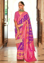 Thumbnail for Monjolika Fashion Banarasi Silk Weaving Purple Designer Saree