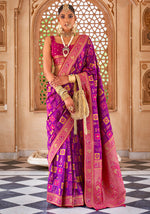 Thumbnail for Monjolika Fashion Banarasi Silk Pink Weaving Classic Saree For Party