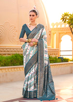 Thumbnail for Monjolika Fashion Saree Foil Print Silk In Teal