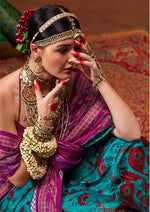 Thumbnail for Monjolika Fashion Silk Patola Print Aqua Blue Designer Saree