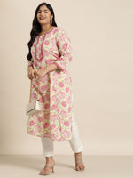 Thumbnail for Sztori Plus Size Cotton Floral Print Gotta Patti Kurta - Distacart