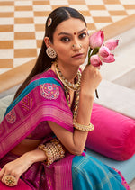 Thumbnail for Monjolika Fashion Silk Foliage Prints Magenta Classic Patola Saree For Festival