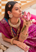 Thumbnail for Monjolika Fashion Silk Foliage Prints Magenta Classic Patola Saree For Festival