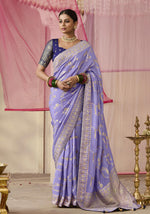 Thumbnail for Monjolika Fashion Viscose Weaving Floral Printed Lavender Traditional Saree