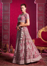 Thumbnail for Monjolika Fashion Embroidered And Sequin Work Net Pink Wedding Lehenga Choli