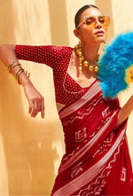 Thumbnail for Monjolika Fashion Maroon Printed Georgette Classic Saree