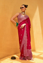 Thumbnail for Monjolika Fashion Hot Pink Party Georgette Printed Contemporary Saree