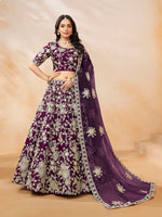 Thumbnail for Monjolika Fashion Embroidered Art Silk Purple Lehenga Choli