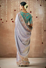 Thumbnail for Monjolika Fashion Organza Silk Embroidered Contemporary Style Saree In Light Grey