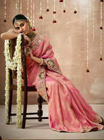 Thumbnail for Monjolika Fashion Organza Silk Pink Embroidered Bollywood Saree